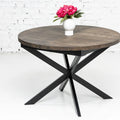 Round Dark Oak Dining Table Extendable by S10Home