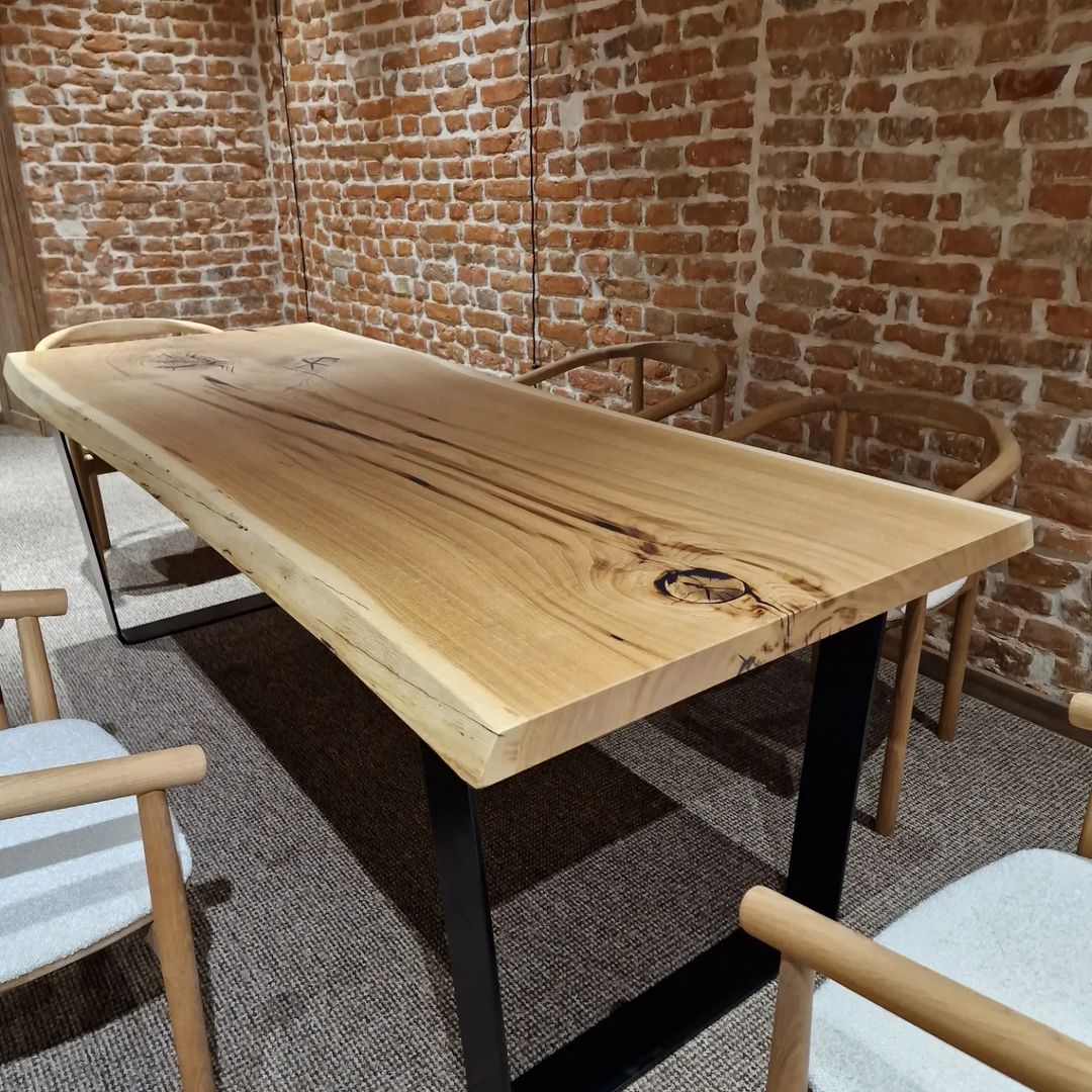 Single Slab Solid Oak Dining Table | S10Home