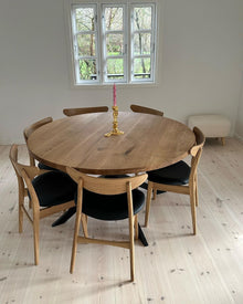 Round Oak Dining Table Extendable by S10Home