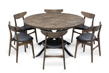 Astrid Extendable Round Herringbone Dining Table Extendable in Charcoal by S10Home