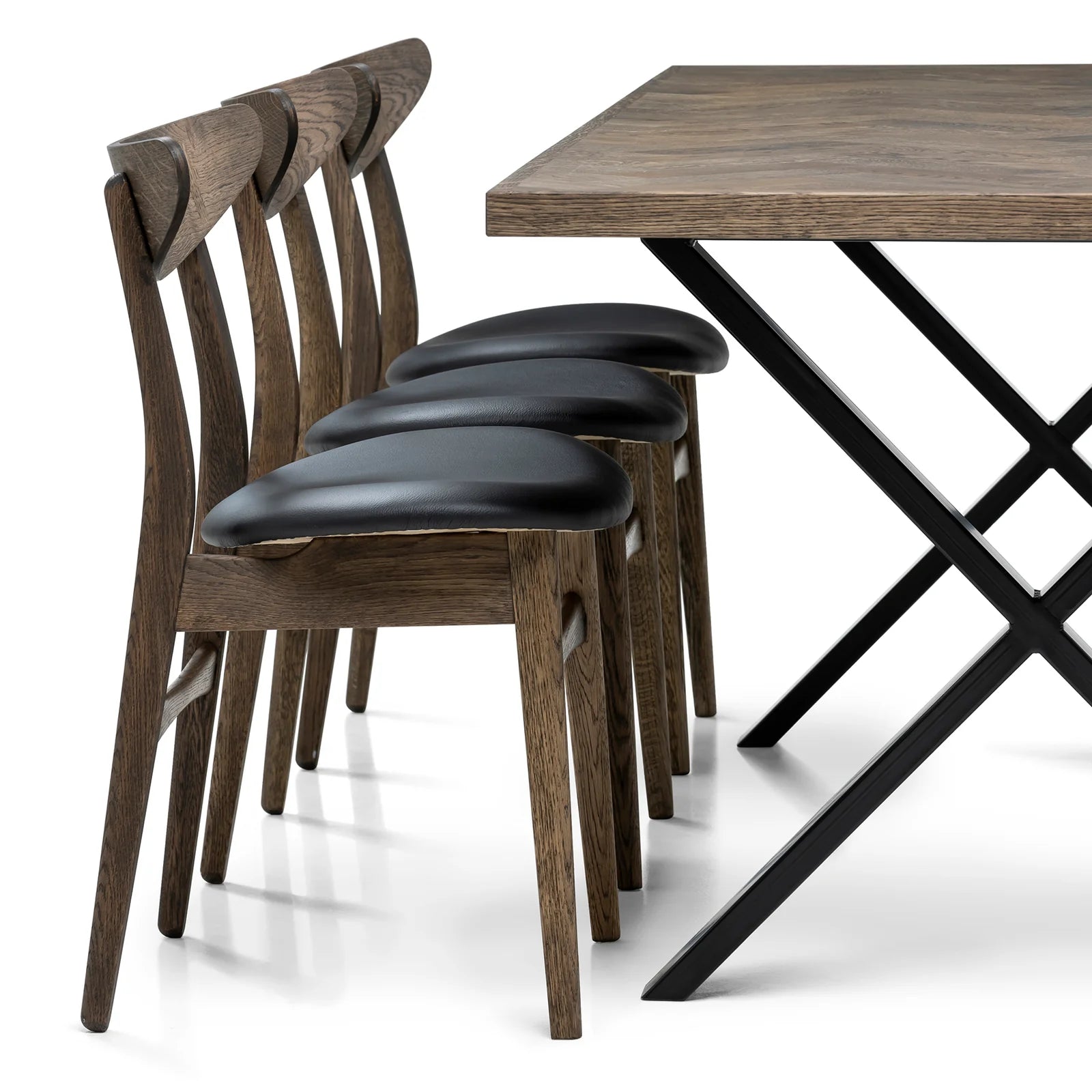 Astrid Charcoal Herringbone Dining Table Extendable by S10Home