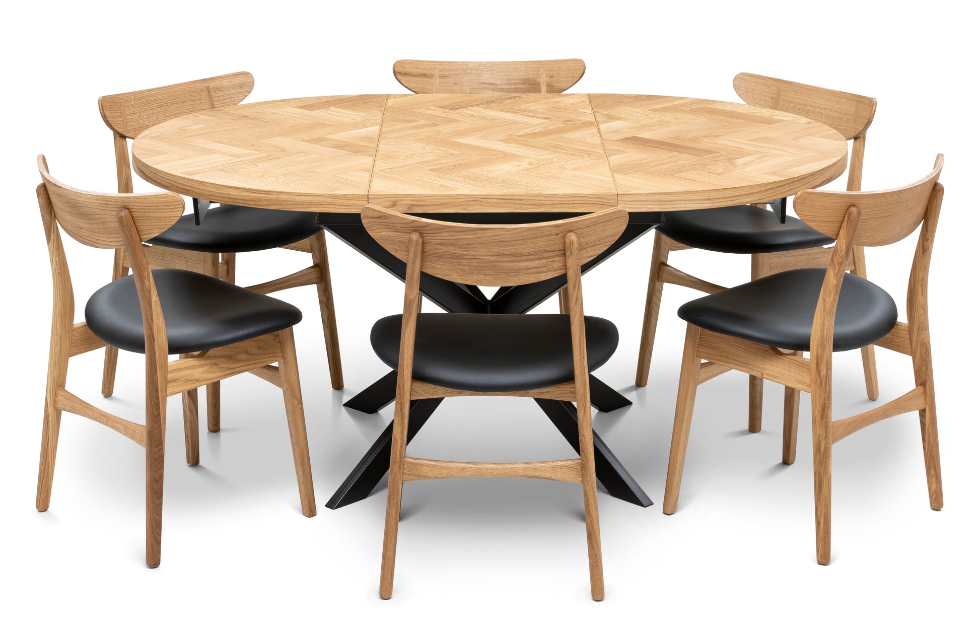 Astrid Extendable Round Herringbone Dining Table by S10Home