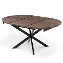 Round Dark Oak Dining Table Extendable by S10Home