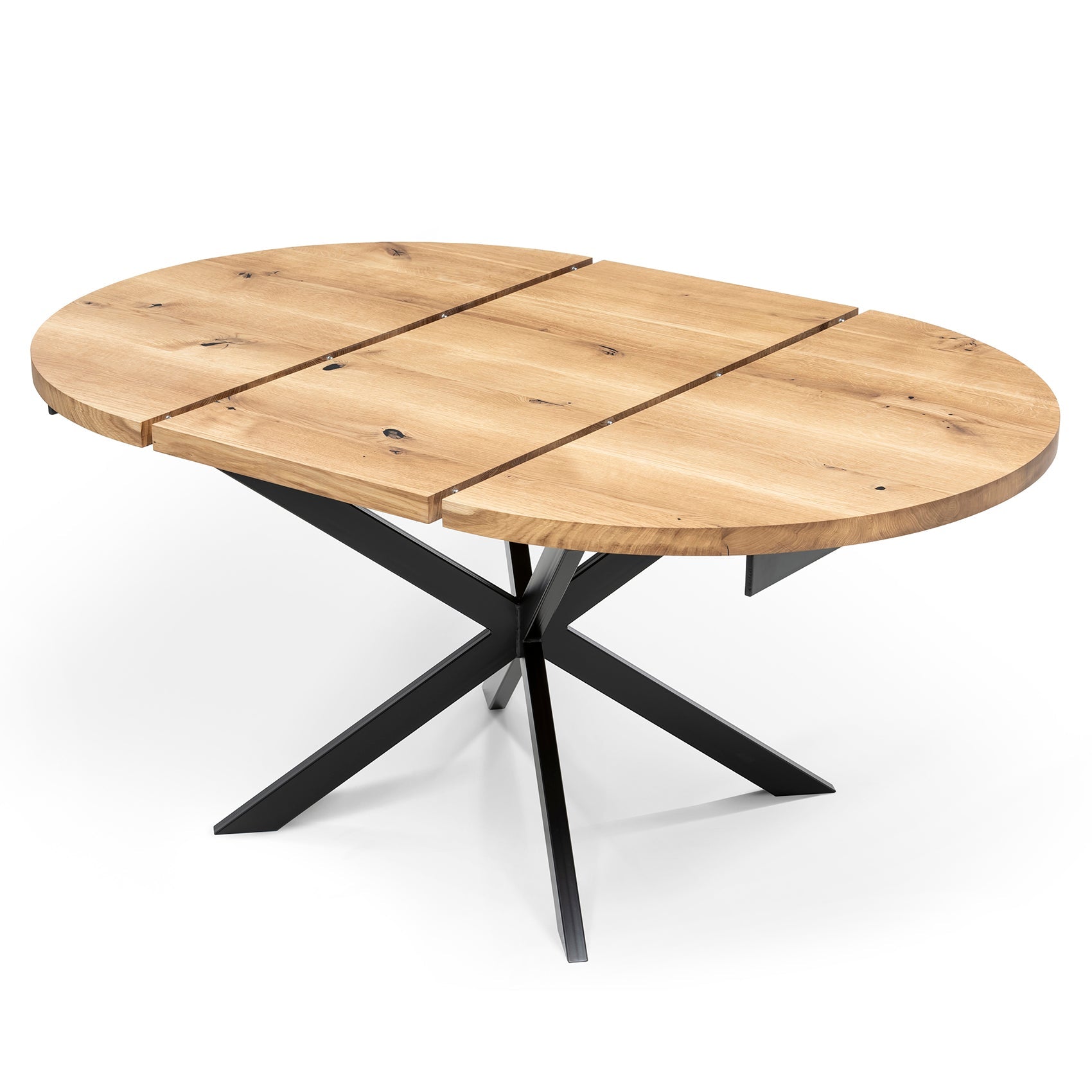 Round Oak Dining Table Extendable by S10Home