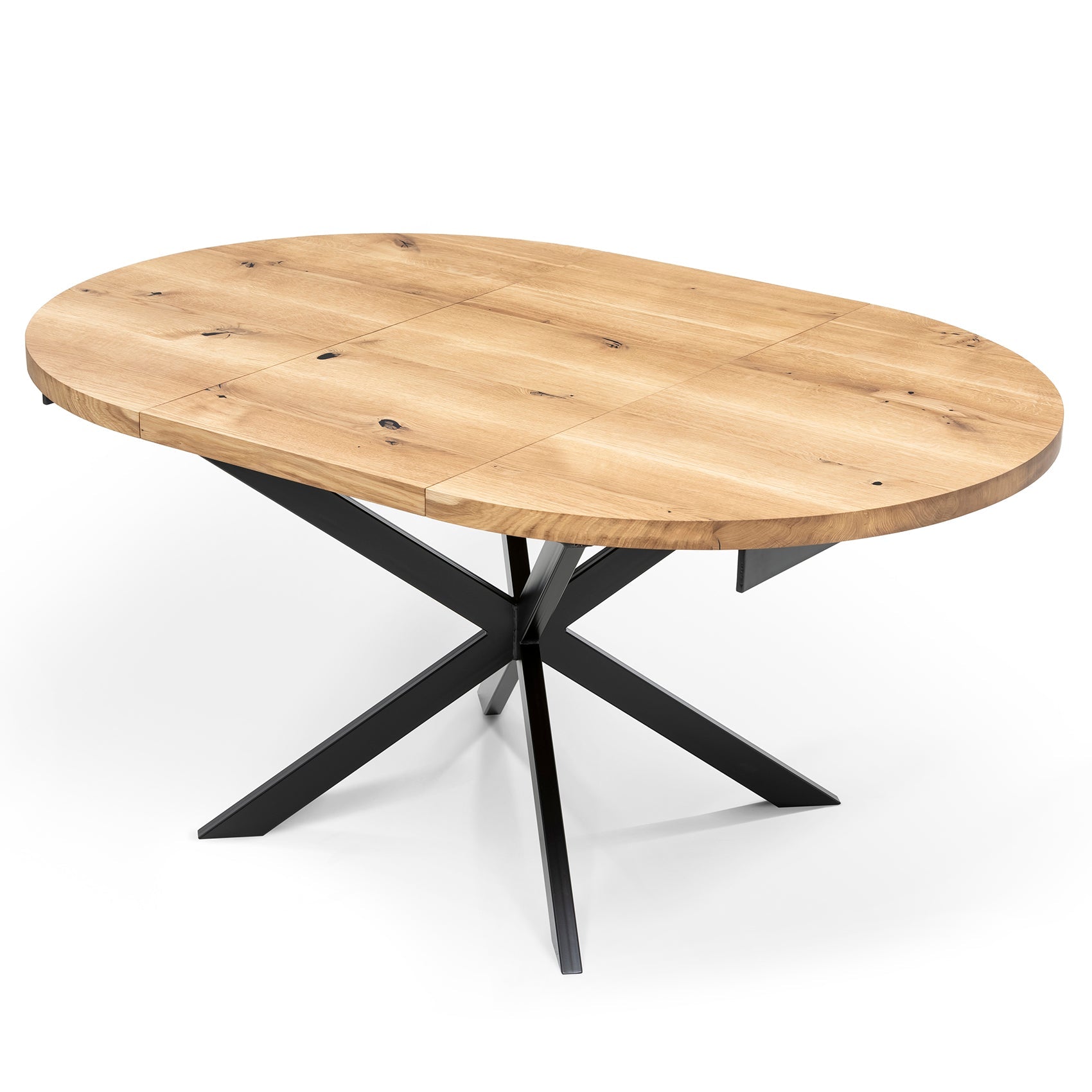 Round Oak Dining Table Extendable by S10Home